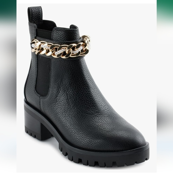 Karl Lagerfeld Shoes - Karl Lagerfeld Paris Women's Pierson Lug Sole Chelsea Boot with Chain Embellishm